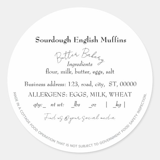 コテージシンプル食品法のシール ラウンドシール (正面)