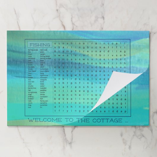 コテージスタイル25紙魚釣りゲームランチョンマット ペーパーパッド (折り畳み)