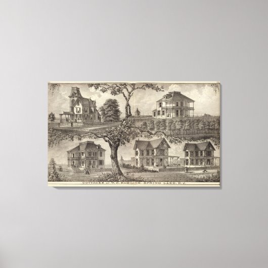 コテージズ・オブ・WC Hamilton, NJ春・レイク キャンバスプリント (正面)