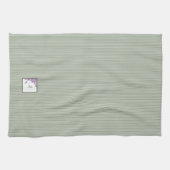 コテージセージストライプ紫フローラスクリプトモノグラム キッチンタオル (横)