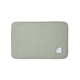 コテージセージストライプ紫フローラスクリプトモノグラム バスマット