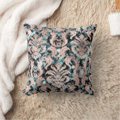 コテージダマスクティール(緑がかった色)赤面ピンクセイン王室の クッション (ブランケット)