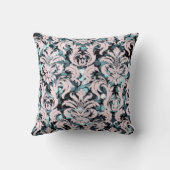 コテージダマスクティール(緑がかった色)赤面ピンクパステルコンセ王室のプ クッション (裏面)