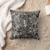 コテージダマスク王室のセピア金ゴールドブラックグラファイト クッション (ブランケット)