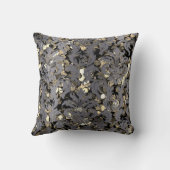 コテージダマスク王室のセピア金ゴールドブラックグラファイト クッション (裏面)