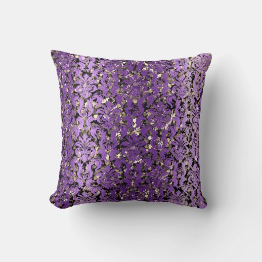コテージダマスセピ王室のア金ゴールドブラックパープル クッション (正面)