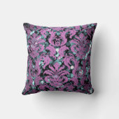 コテージティール(緑がかった色)水中競技ダマスクバイオレットパープルセイン クッション (裏面)