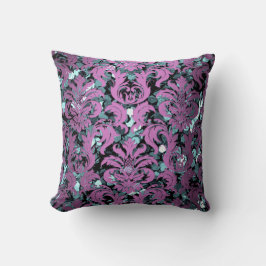 コテージティール（緑がかった色）水中競技ダマスクバイオレットパープルセイン クッション
