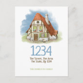 コテージハウスウォーターカラー我々は家に移動した 案内ポストカード (正面)