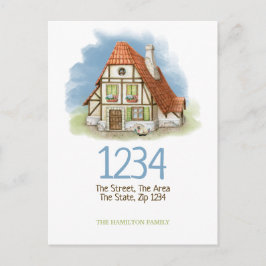 コテージハウスウォーターカラー我々は家に移動した 案内ポストカード