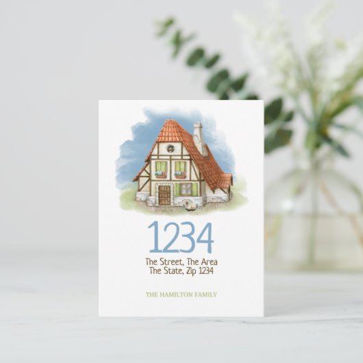コテージハウスウォーターカラー我々は家に移動した 案内ポストカード (スタンド正面)
