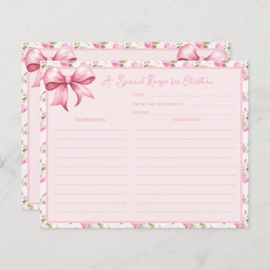 コテージバラコケットブライダルシャワーレシピカード (正面/裏面)