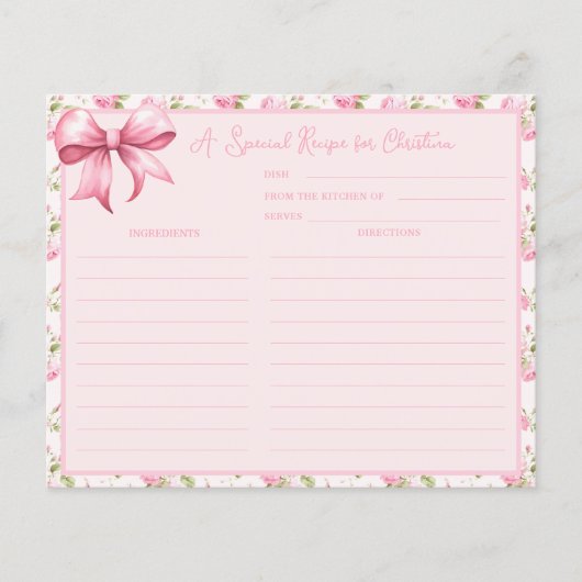 コテージバラコケットブライダルシャワーレシピカード (正面)