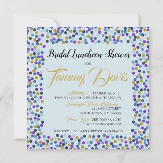 コテージバラ結婚ズスイートシャワー水玉模様 招待状 (裏面)