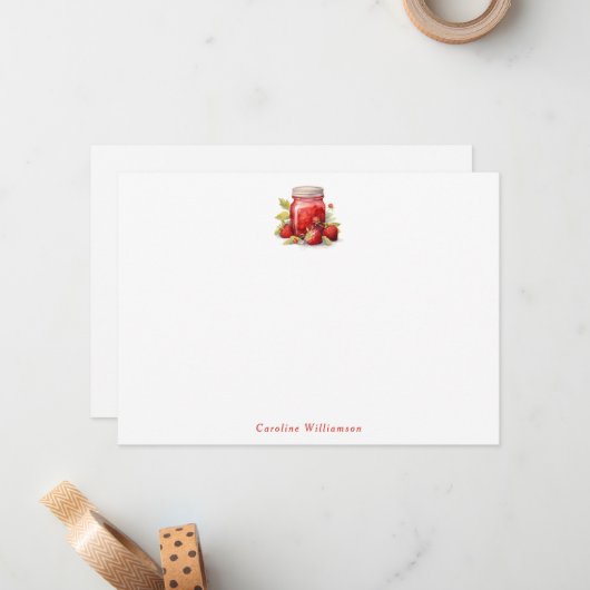 コテージパーソナライズされたコアカントリーストロベリージャム ノートカード (正面/裏面インサイチュ)