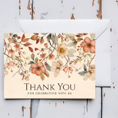 コテージパーソナライズされたコアニュートラルベージュワイルドフラワー サンキューカード