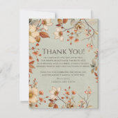 コテージパーソナライズされたコアニュートラル秋ワイルドフラワー サンキューカード (正面)