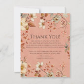 コテージパーソナライズされたコアニュートラル秋ワイルドフラワー サンキューカード (正面)