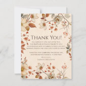 コテージパーソナライズされたコアニュートラル秋ワイルドフラワー サンキューカード (正面)