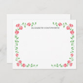 コテージパーソナライズされたコアレッドローゼズハンドドロッドボホ ノートカード (正面/裏面)