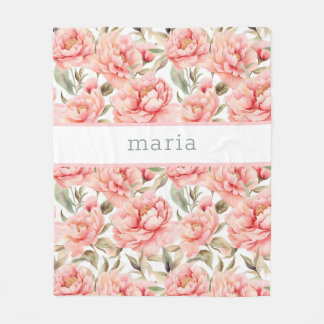 コテージパーソナライズされたコア赤面牡丹 フリースブランケット