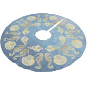 コテージビーチメタフェイクリックブルー金ゴールドシーシェル ブラッシュドポリエステルツリースカート (アングル)