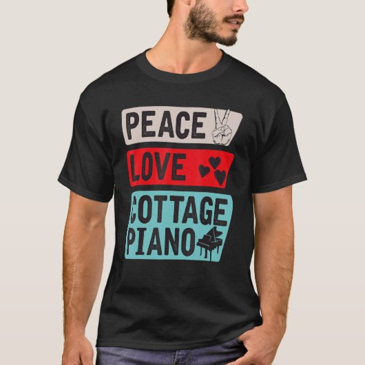 コテージピアノミュージカル楽器ピアノコテージP Tシャツ (正面)
