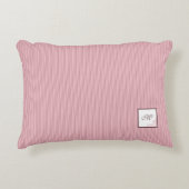 コテージピンクストライプバラレーススクリプトモノグラム アクセントクッション (正面)