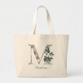 コテージピンクローズMモノグラムトートバッグ名前をカスタムする ラージトートバッグ (正面)