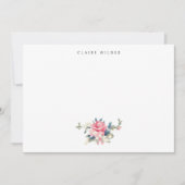 コテージピンクローゼオンブルーバックグラウンド ノートカード (正面)