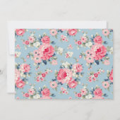 コテージピンクローゼオンブルーバックグラウンド ノートカード (裏面)