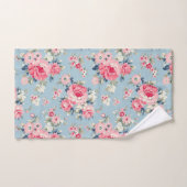 コテージピンクローゼオンブルーバックグラウンド バスタオルセット (ハンドタオル)