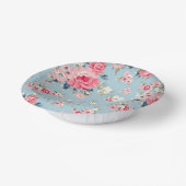コテージピンクローゼオンブルーバックグラウンド ペーパーボウル (傾斜あり)
