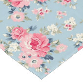 コテージピンクローゼオンブルーバックグラウンド ロングテーブルランナー (コーナー)