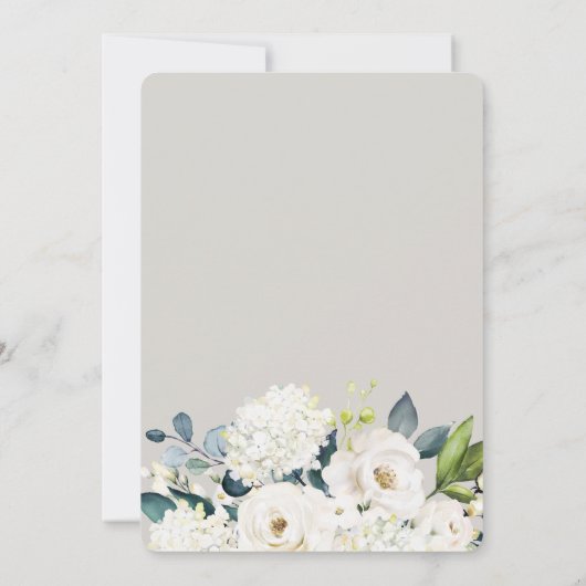 コテージファームハウスホワイトフローラブライダルシャワー 招待状 (裏面)