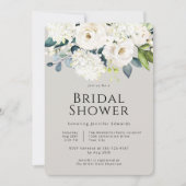 コテージファームハウスホワイトフローラブライダルシャワー 招待状 (正面)