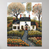 コテージフォークアートオイル絵画ポスター ポスター (正面)