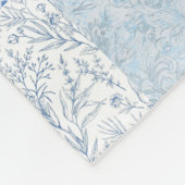 コテージフランスのキルテッドパターンブルーフローラ フリースブランケット (角)