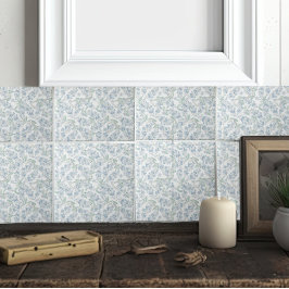 コテージフランスのセージグリーンブルーフローラ タイル