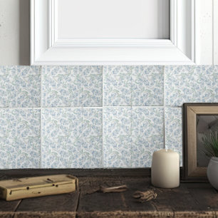 コテージフランスのセージグリーンブルーフローラ タイル