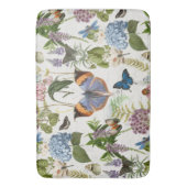 コテージフローラアイボリー植物蝶ヴィンテージ バスマット (正面縦)