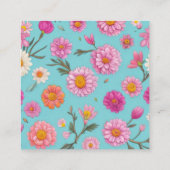 コテージフローラ白デイジーピンク花QRコード エンクロージャーカード (裏面)