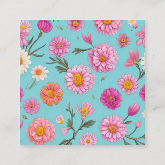 コテージフローラ白デイジーピンク花QRコード エンクロージャーカード (裏面)