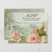 コテージフローラ自転車バラヴィンテージウッドRSVP 出欠カード (正面/裏面)