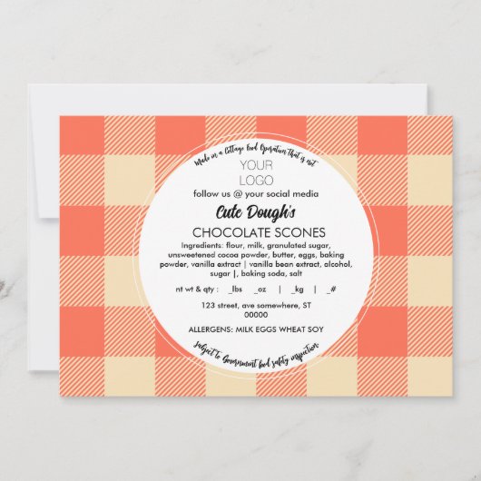 コテージフードラベルテンプレートとありがとう 招待状 (正面)