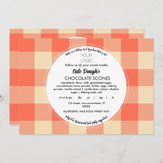 コテージフードラベルテンプレートとありがとう 招待状 (正面/裏面)