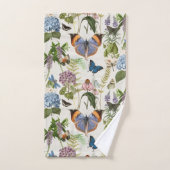 コテージブルーアジサイフローラボタニックバタフライ バスタオルセット (ハンドタオル)