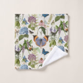 コテージブルーアジサイフローラボタニックバタフライ バスタオルセット (ウォッシュタオル)