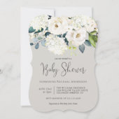 コテージホワイトフローラベビーシャワー 招待状 (正面)