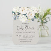 コテージホワイトフローラベビーシャワー 招待状 (スタンド正面)